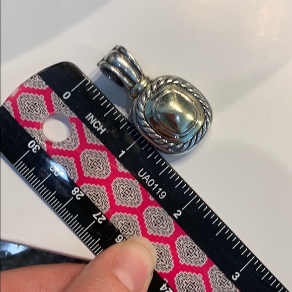 David Yurman Sterling 14 K gold dome pendant enhancer - Picture 8 of 9